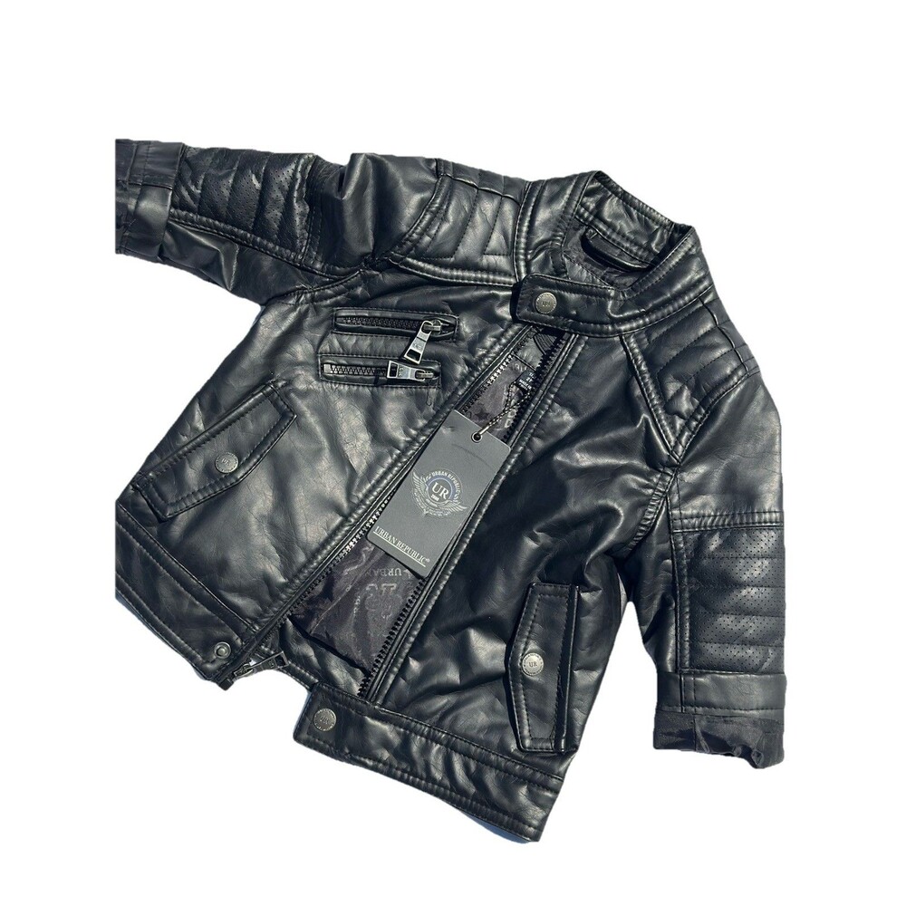 Urban Republic Kids 2T Black Faux Leather Moto Jacket NWT Motorcycle